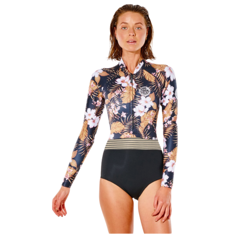 Rip Curl Women's G Bomb Long Sleeve Springsuit Hi Cut in Black / Gold Size 8